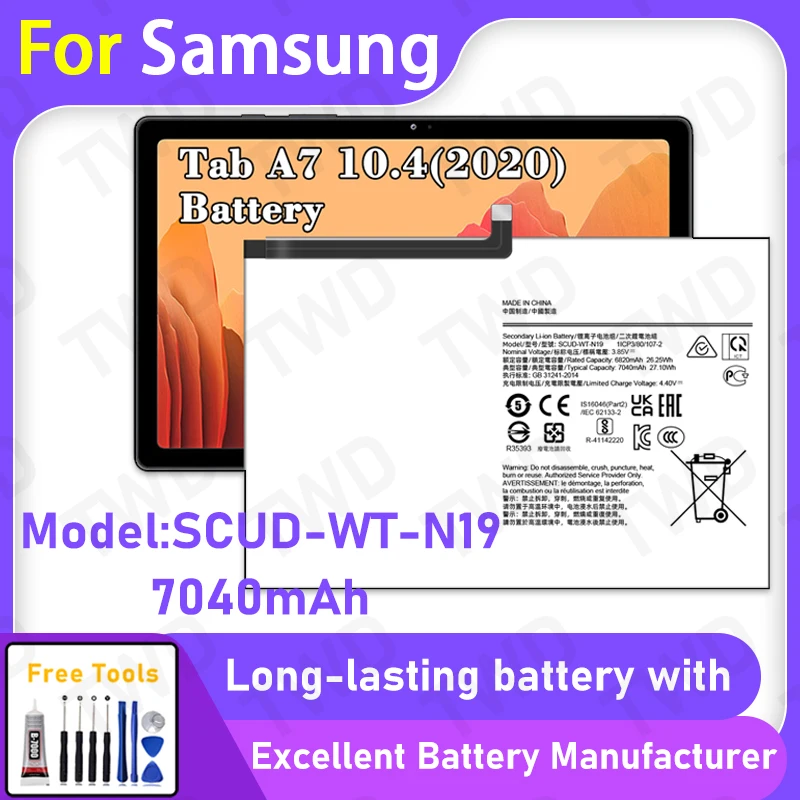

100% New 7040mAh SCUD-WT-N19 Battery For Samsung Galaxy Tab A7 10.4 (2020) Battery Battery Replacement Bateria