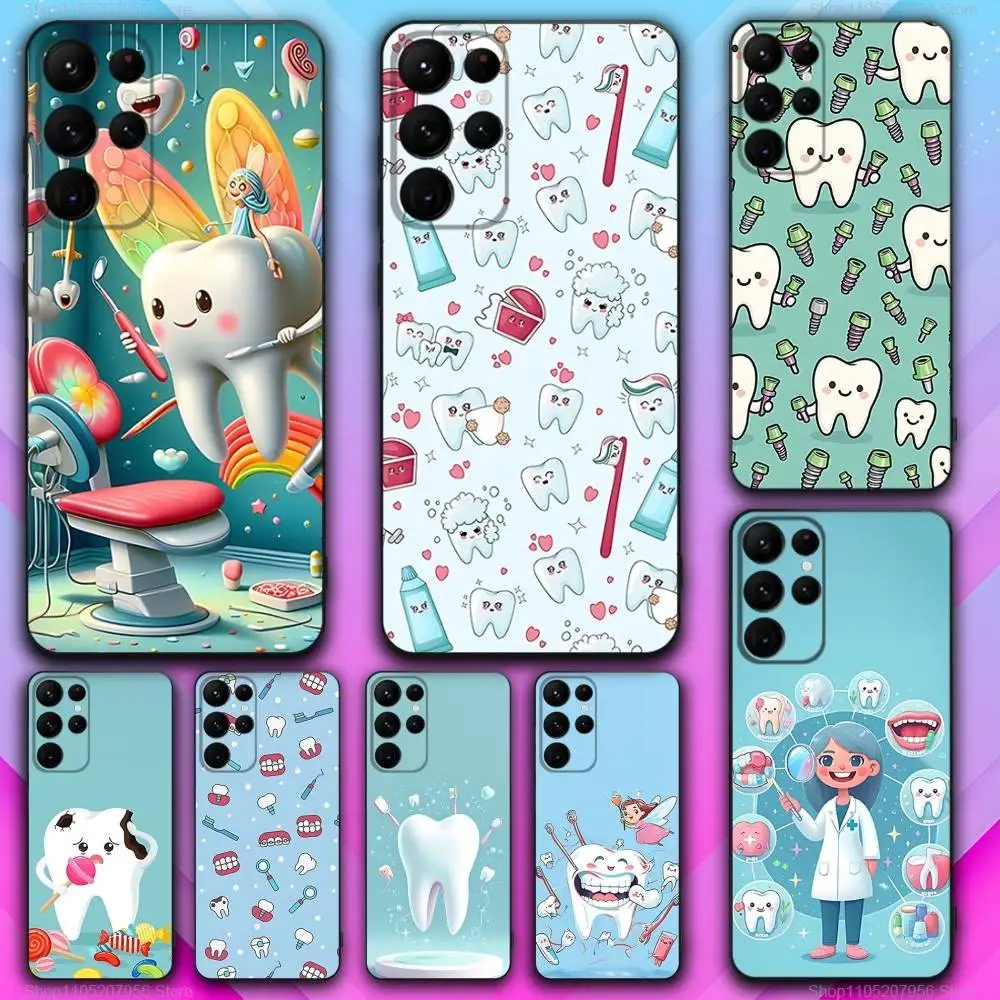 

Cartoon Teeth D-Dentist Phone Case For Samsung S30,S25,S24,S23,S22,S21,S20,Fe,Lite,5G,Ultra,Plus Black Cover