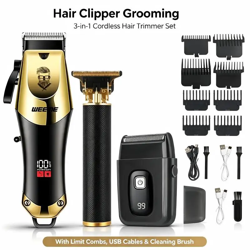 Portable T9 Zero Gap  Hair Clipper Hair Trimmer USB Power Supply For Household Beard Trimming And Salon Outline Carving Work