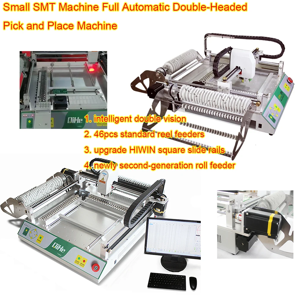 Small SMT Machine Full Automatic Double-Headed Pick and Place Machine for Small PCB Assembly Line LED Production Line 220/110V