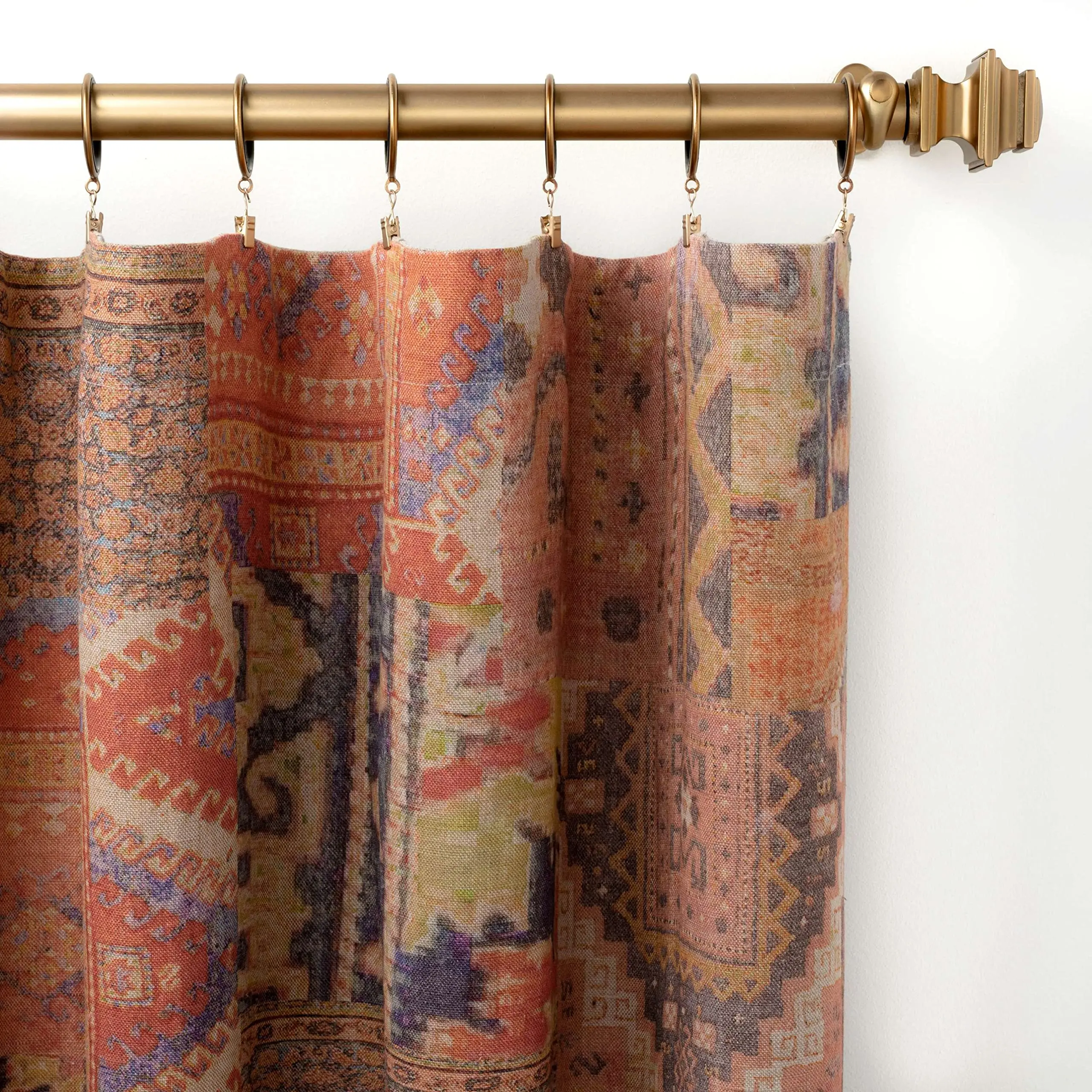 Anatolia Linen Orange Graphic Curtain Panel, 96
