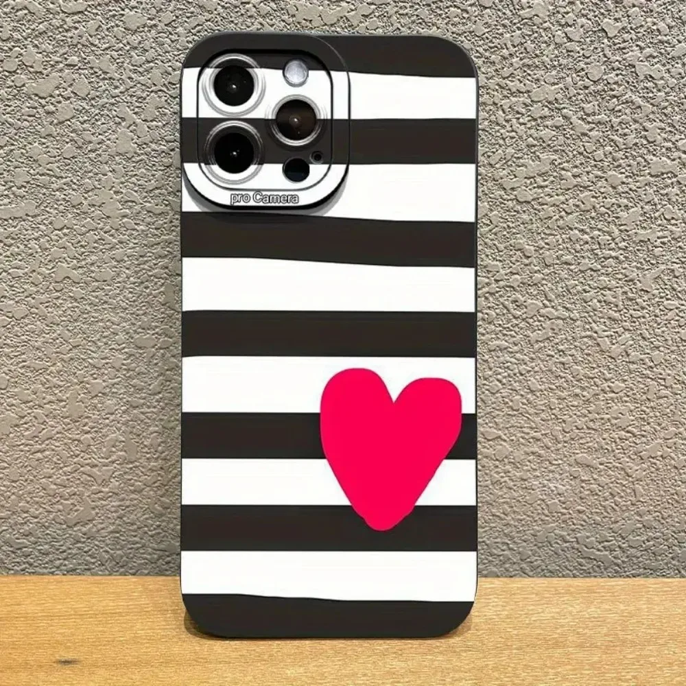 Zebra-Streifen Herz-Silikon-Handyhülle für iPhone 17 16 15 14 13 12 11 Pro Max Plus 7 8 XS XR 16e Stoßfeste Weiche TPU-Hülle – Detail 3