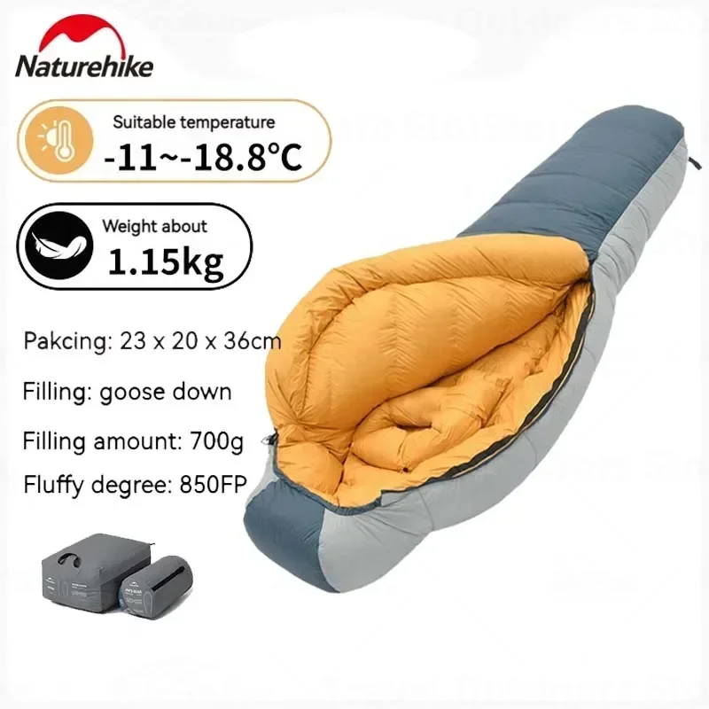 Naturehike J Series Goose Down Sleeping Bag Ultralight Winter 850FP Super Warm Sleeping Bag Mummy Portable Camping Sleeping Bag