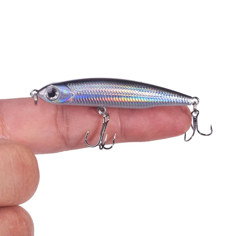 1 Pcs Vibrating Sinking Pencil​ Fishing Lures 6.3cm 6g Wobbles Plastic Artificial Hard Bait With 10# Hook​ for Bass Pike Tackle​