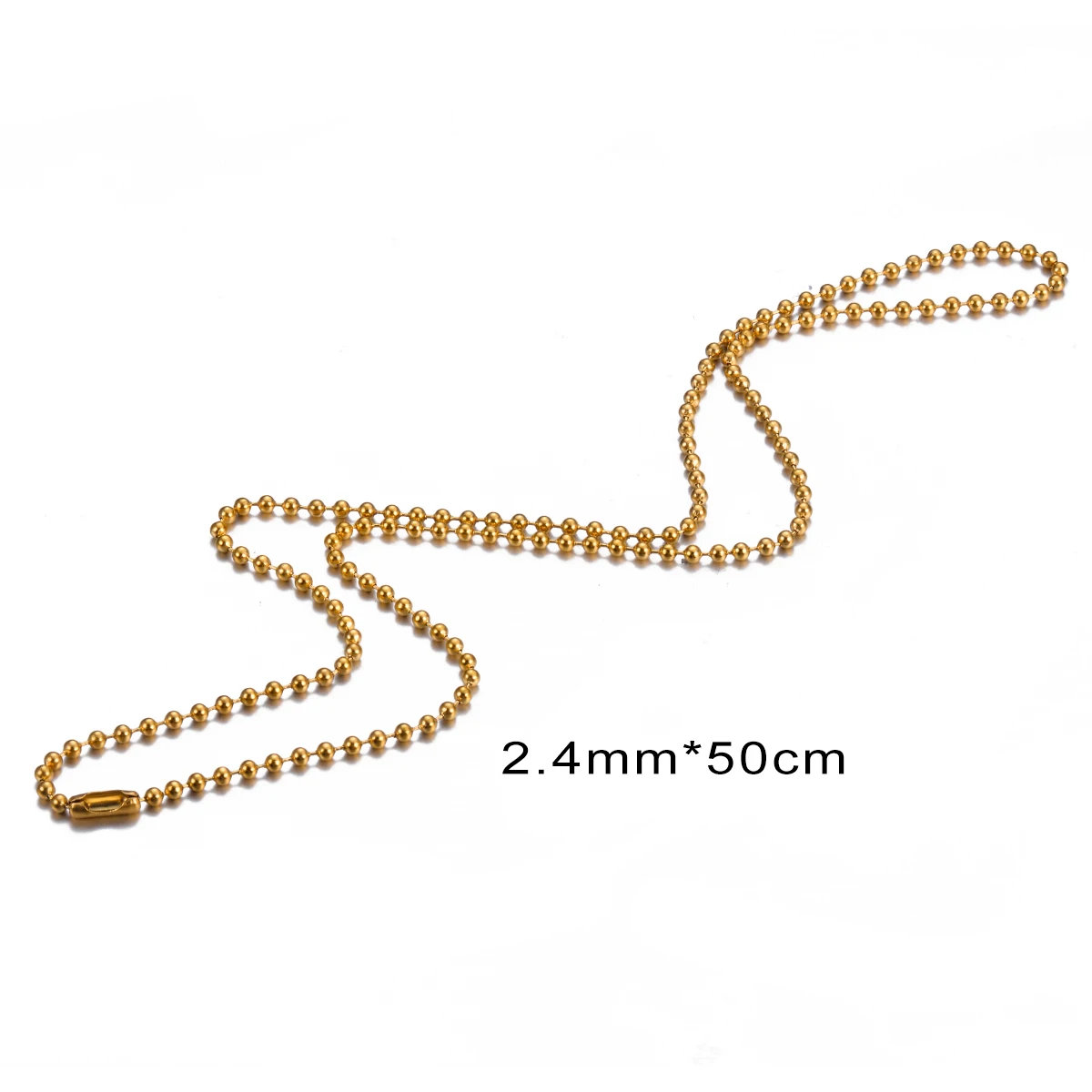 50cm Round Ball Bead Chains Width 2.4mm Dog Tag Bulk Chains Connector for DIY Necklace Jewelry Findings Accessories