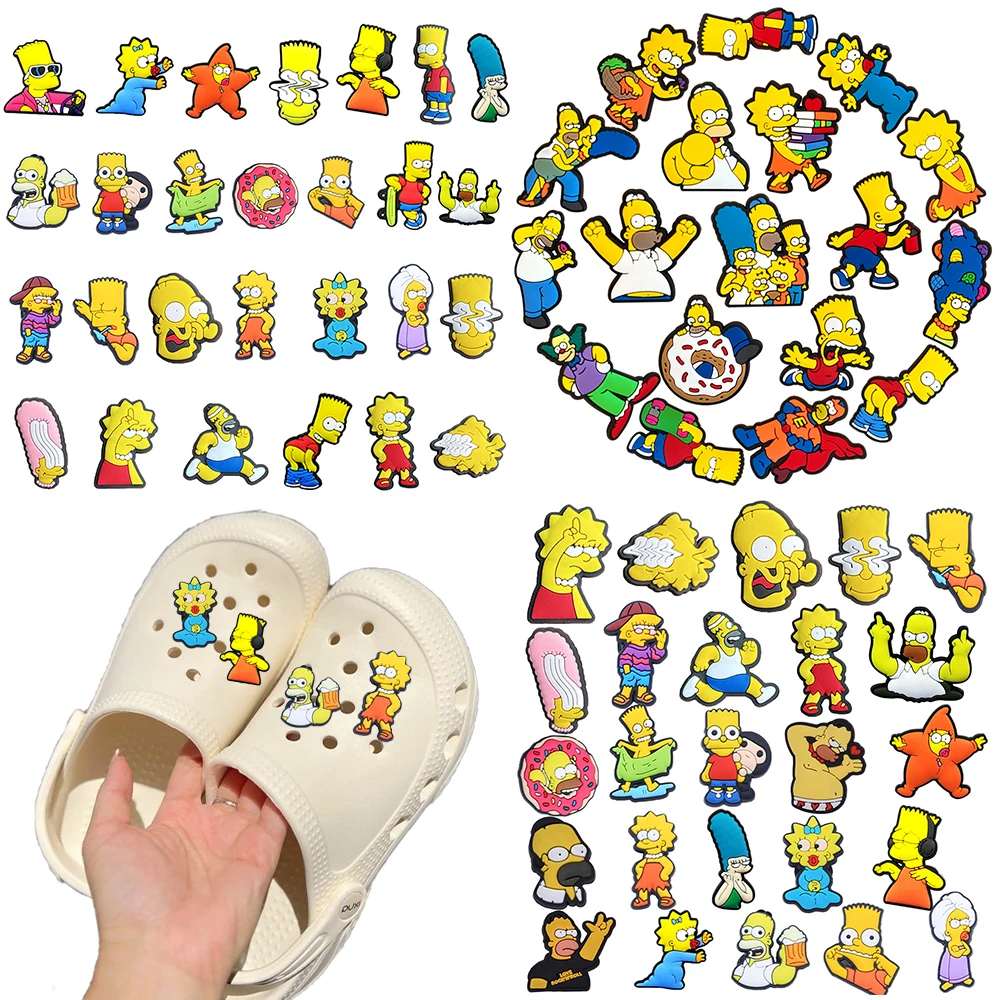 15-100pcs Cartoon Wacky Simpson Anime Series PVC Shoe Charms Accessories DIY Detachable Fit Clogs PVC Shoe Decorations Gifts