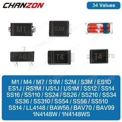 Diodo raddrizzatore di commutazione barriera Schottky a recupero rapido SMD M1 M4 M7 S1M S2M S3M RS1M US1M SS14 SS16 SS24 SS26 SS34 SS36 LL4148