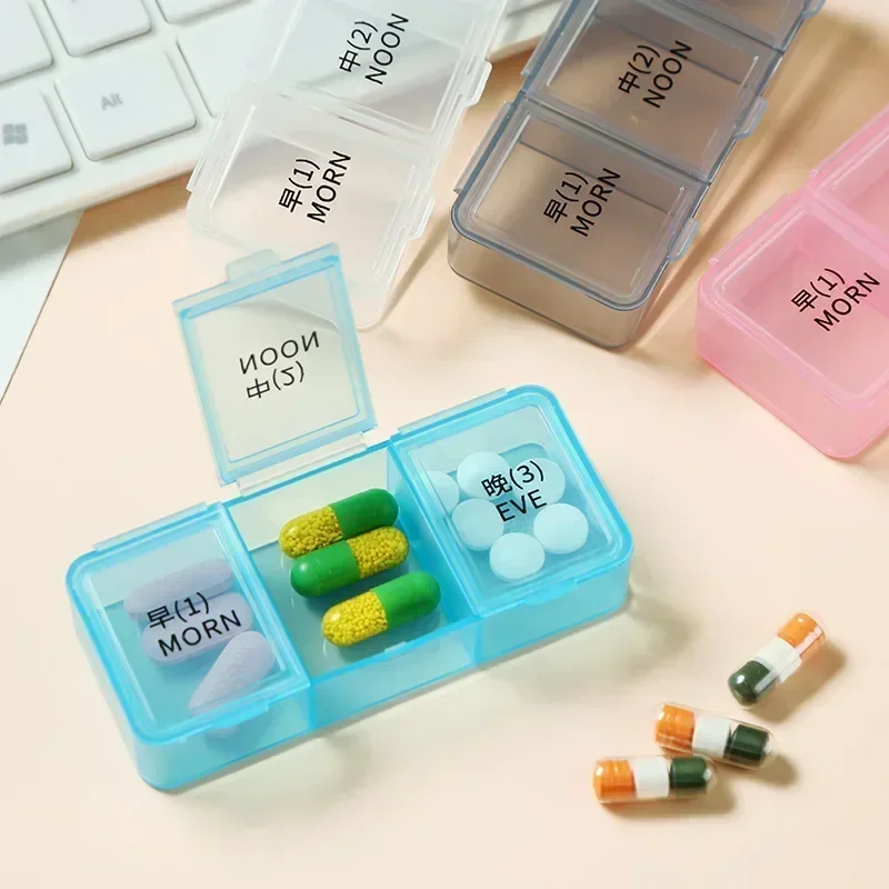 1 Day 3 Grids Rainbow Pill Medicine Box Tablet Medicine Organizer Health Storage PillBox  Printed Braille Travel Mini Pill Case