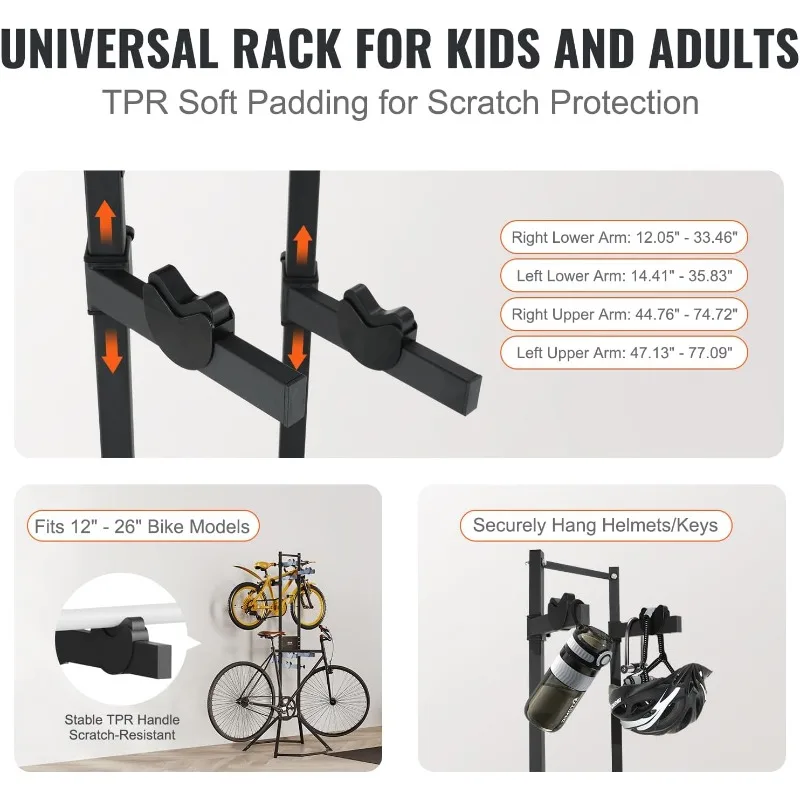 4 Bike Rack Garage Storage, Free Standing Gravity Wall Vertical Bike Stand, Sturdy Steel & Easy Assemble, for Road, MTB