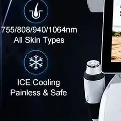 Professional Salon 5000W Four Waves Diode Laser Beauty Machine Ice Titanium Cooling Tech Fast Whole Body Hair Removal for Salon
