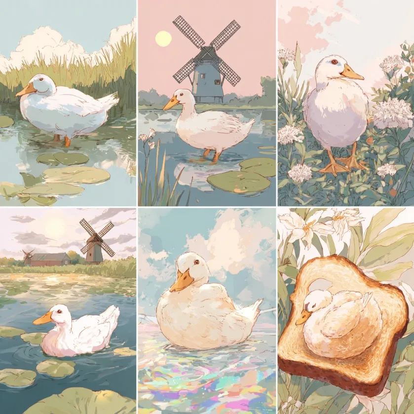 

6 groups of paintings Warm Ducks and Scenery Painting By Numbers Kit DIY Acrylic Artwork Canvas Art Gift Home