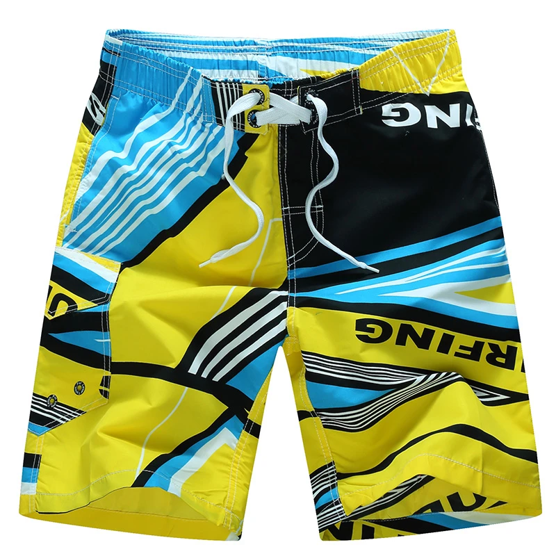 Sommer Herren Fluoreszierend Grüne Kontrast-Print Schnelltrocknende Strandshorts - Lockere Fünfteilige Sportliche Lässige Surf-Shorts – Detail 6