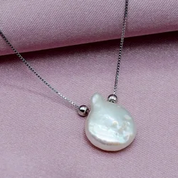 Unique Baroque Pearl Pendant Necklace Natural White Freshwater Pearl Heart Pendant Silver Chain for Women Gift Choice for Girls