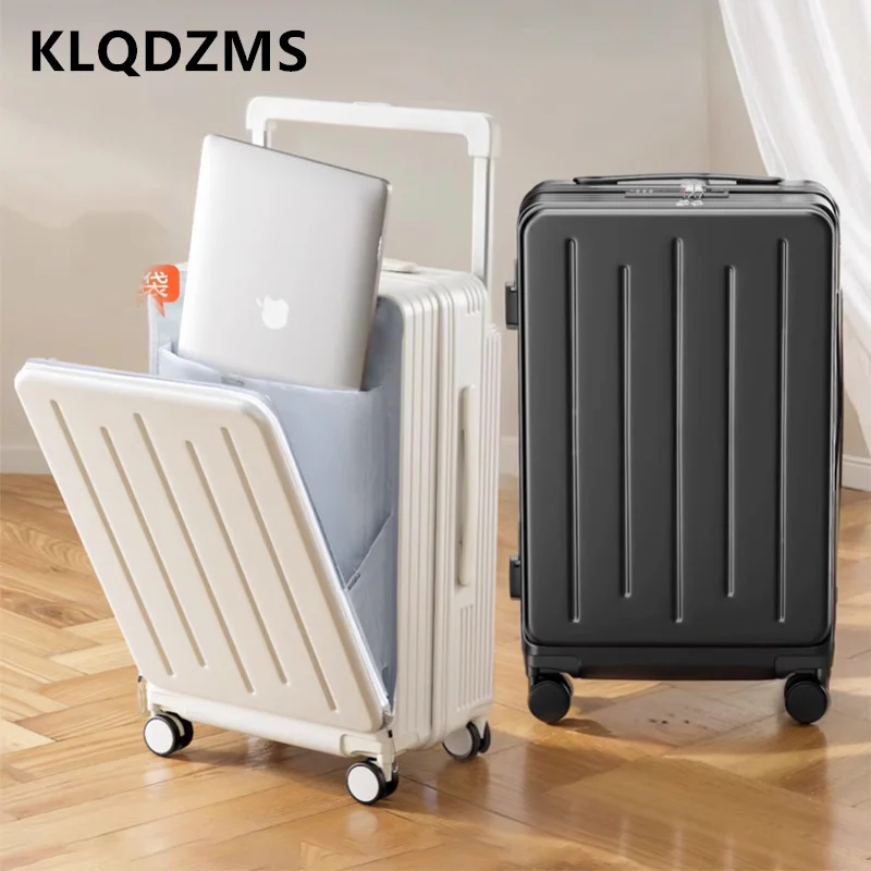 KLQDZMS-maleta de alta calidad con apertura frontal, caja de embarque de 20 "24" 26 pulgadas, cubierta de carrito para ordenador portátil, equipaje multifuncional con carga USB
