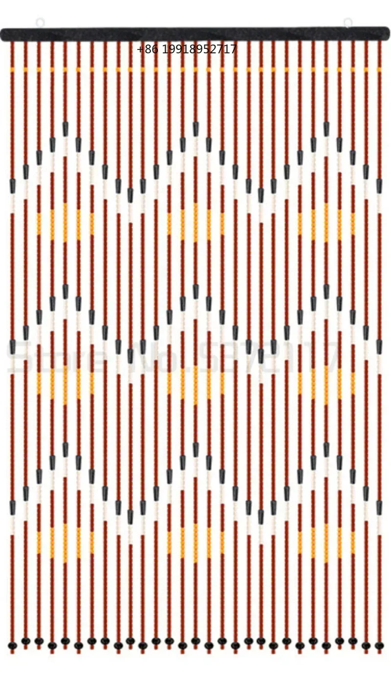 Handmade Wood Bead Curtain Retro Wave String Door Wooden Blinds Fly Screen for Porch or Bedroom Divider Artistic Home Decor