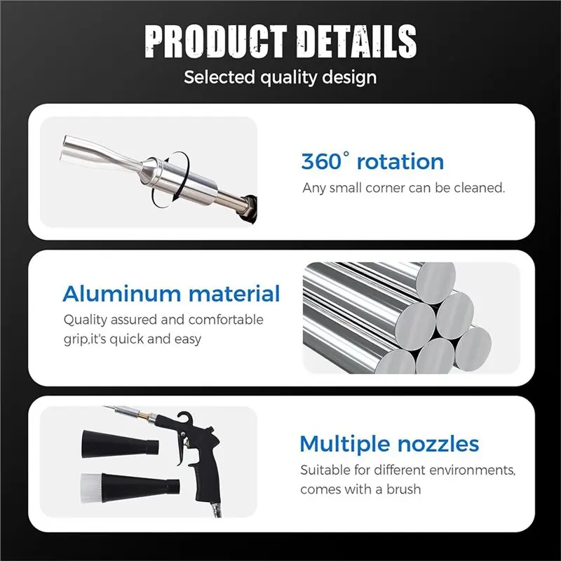 [B17B!】 Pneumatic Blow Out Tool Rotation Car Detailing Air Blower Car Interior Dryer Air Blow Car Detailing And Dust Removal