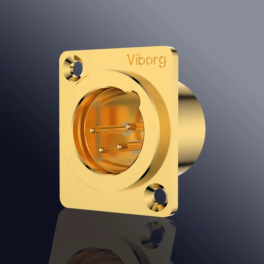 VIBORG CM204G CF204G 4pin ذكر أنثى الهيكل لوحة المقبس XLR موصل قابس جاك Hifi الصوت ميكروفون أمبير لتقوم بها بنفسك 24K مطلية بالذهب