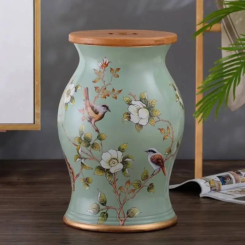 Stool Ceramic Dressing Stool American Drum Shoe Changing Home Decoration Ornament Storage Pouf Sitting Door Bedroom Furniture