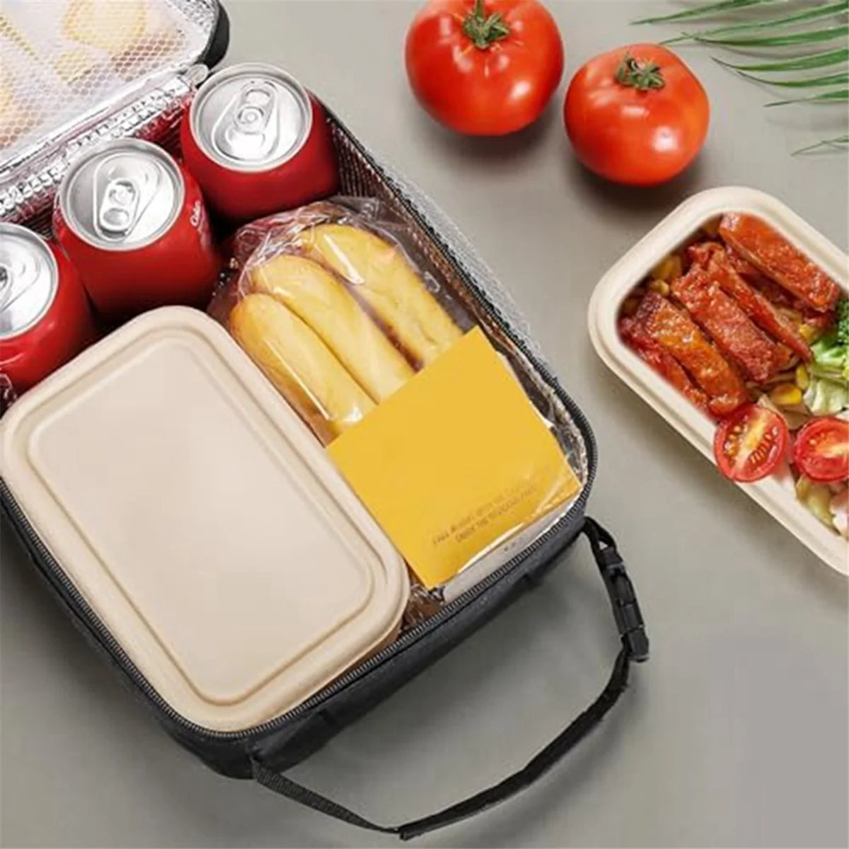 ABQR Lunch Box Borsa per il pranzo per uomo Donna Capacità Lunchbox Borse per il pranzo riutilizzabili Borsa per il pranzo isolata Lunch Box Cooler (Nero)