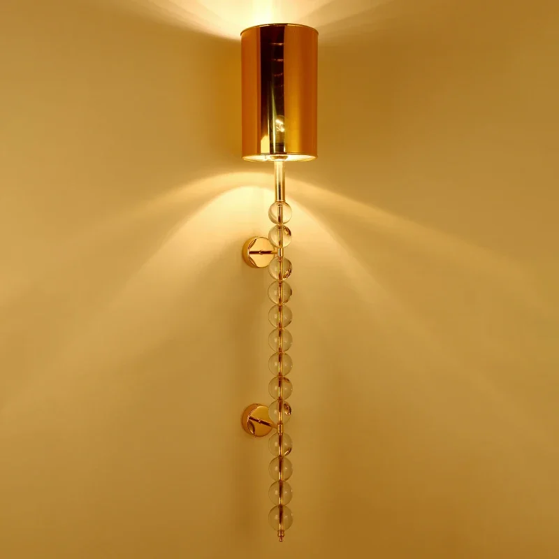 Hotel villa, clubhouse, lobby, KTV, corridor, aisle, extended pole wall lamp, living room background wall, decorative crystal wa