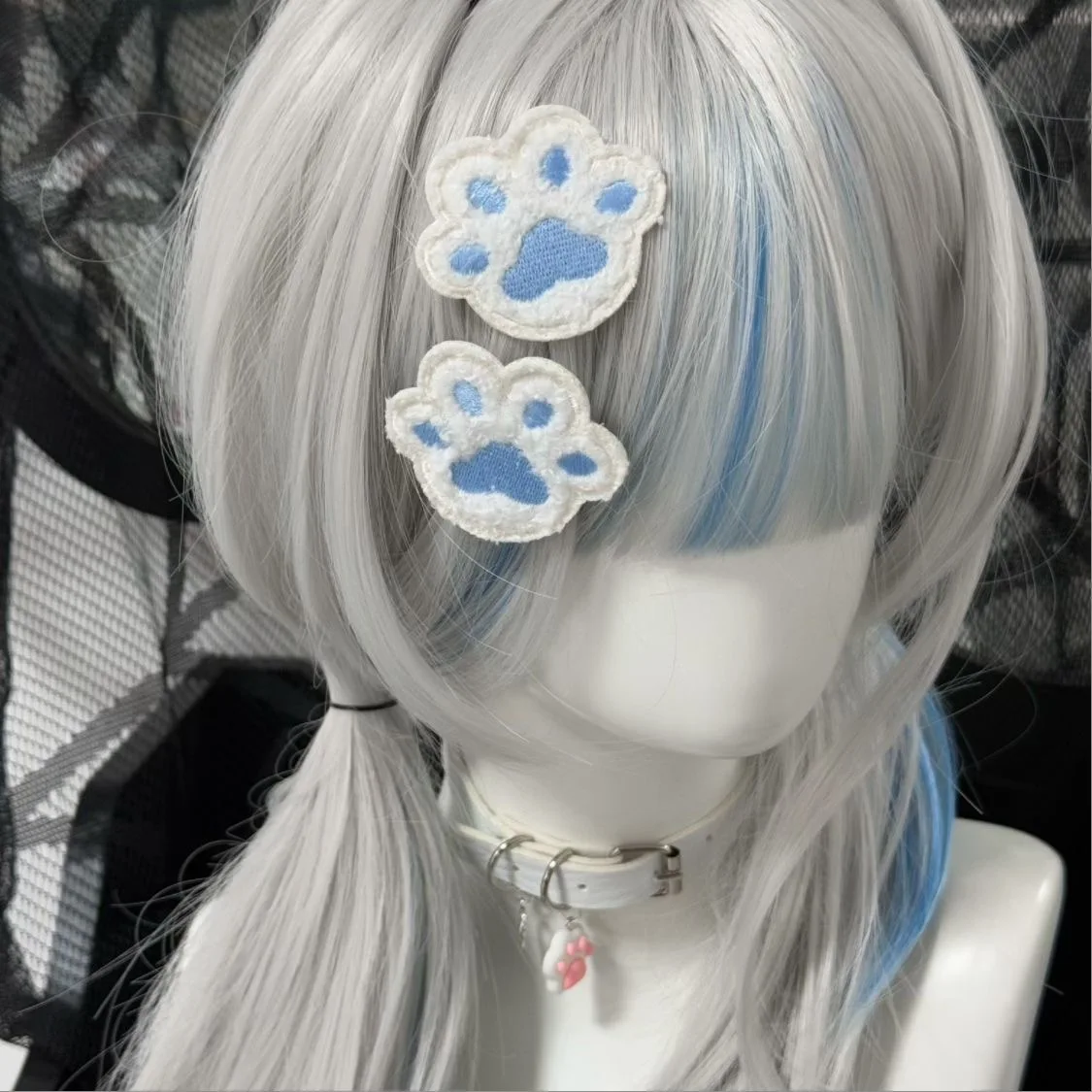 Y2K Cartoon Roze/Blauwe Kat Poot Haar Clip Hoofddeksels Reizen Haarspelden Hoofdtooi Haarspeld Lolita Haaraccessoires