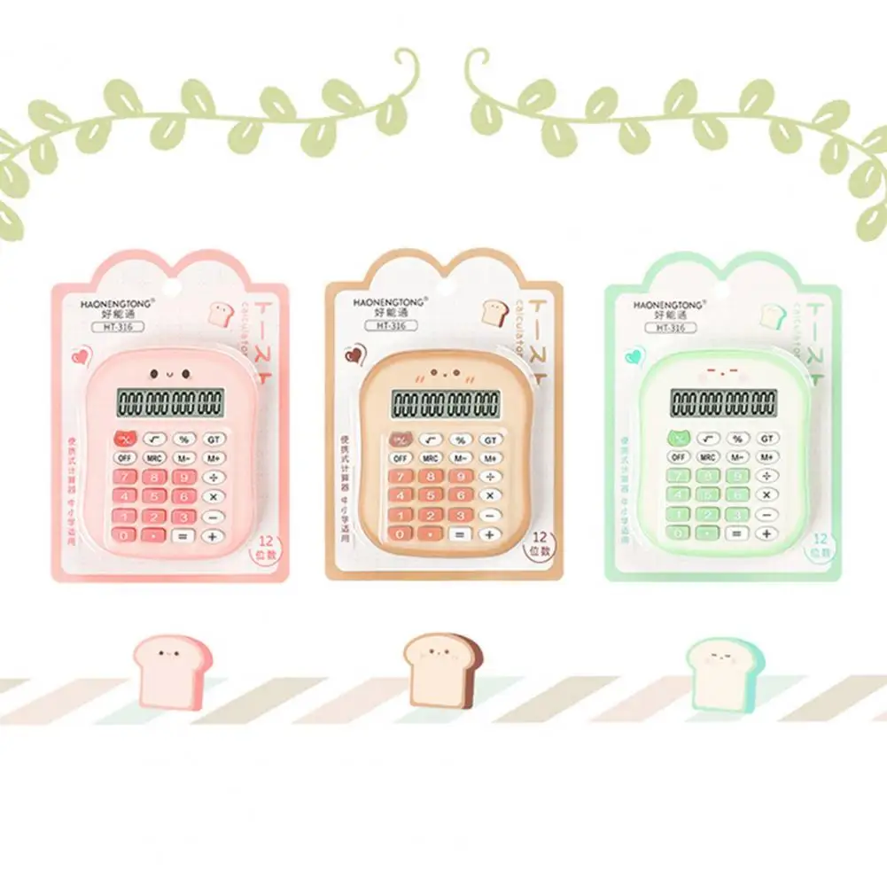 آلة حاسبة تعمل بالبطارية مع شاشة LCD ، حجم صغير ، ملون ، أزرار كبيرة ، 12 رقمًا ، محمول ، سهل