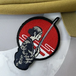 Japanese Samurai Auspicious Cloud Embroidered Hook and Loop Patches Tactical Morale Badge Backpack Sticker