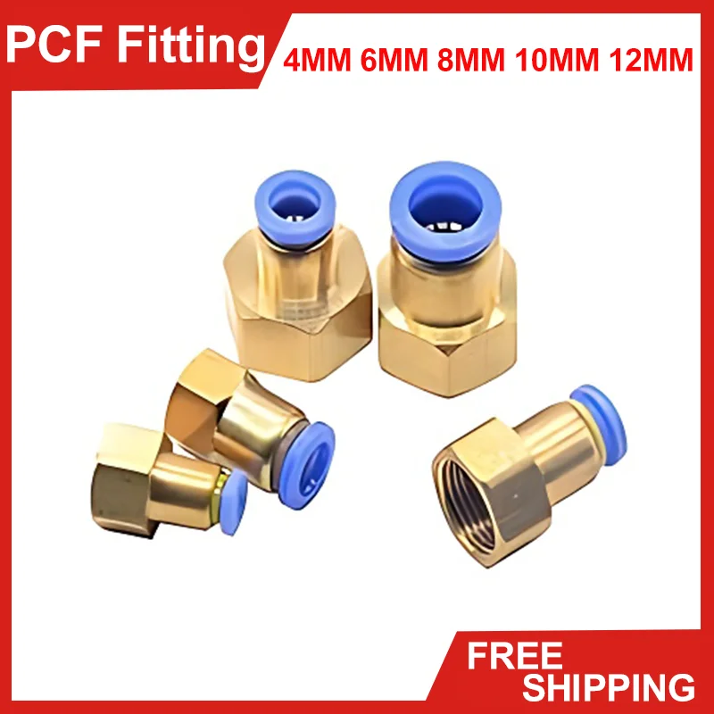 PCF Pneumatic Fittings Quick Air Connector 4mm 6mm 8mm 10mm 12mm Push in Hose Tube Thread 1/8'' 1/4'' 3/8'' 1/2'' BSPT Couplings