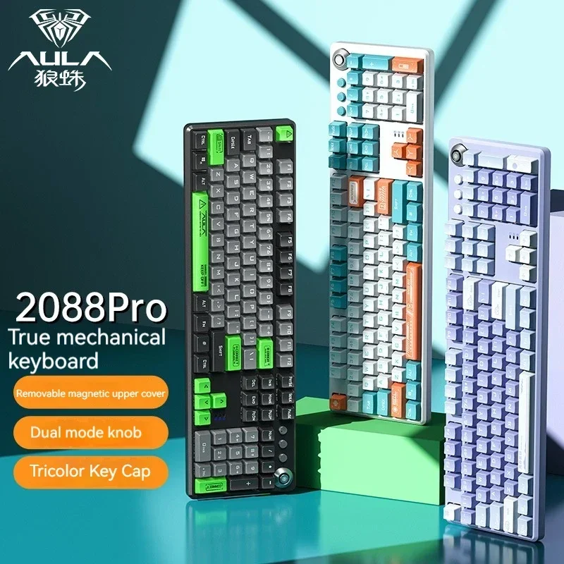 F2088 Pro Mechanical Keyboard Magnetic Attraction Anti-ghosting 108 Plating Wired Gaming Mixed Backlit Keyset For Desktop