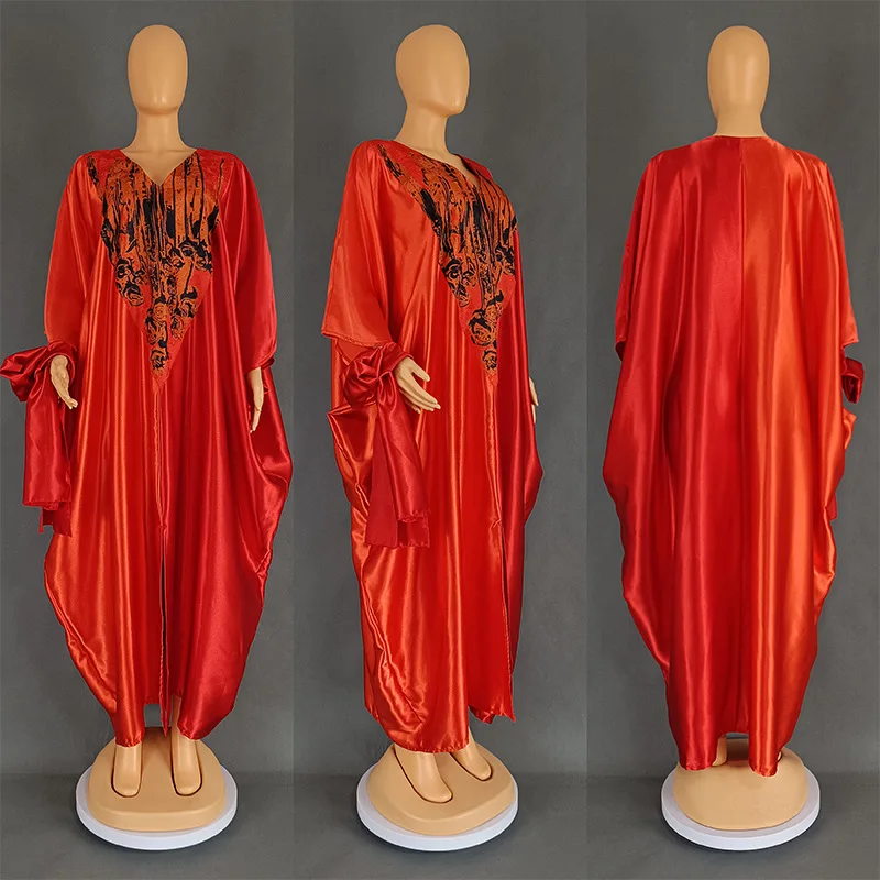 Abayas-Robe de Soirée en Satin pour Femme, Caftan Marocain, Boubou Africain, Djellaba, Dubaï, Mode Musulmane, 2024