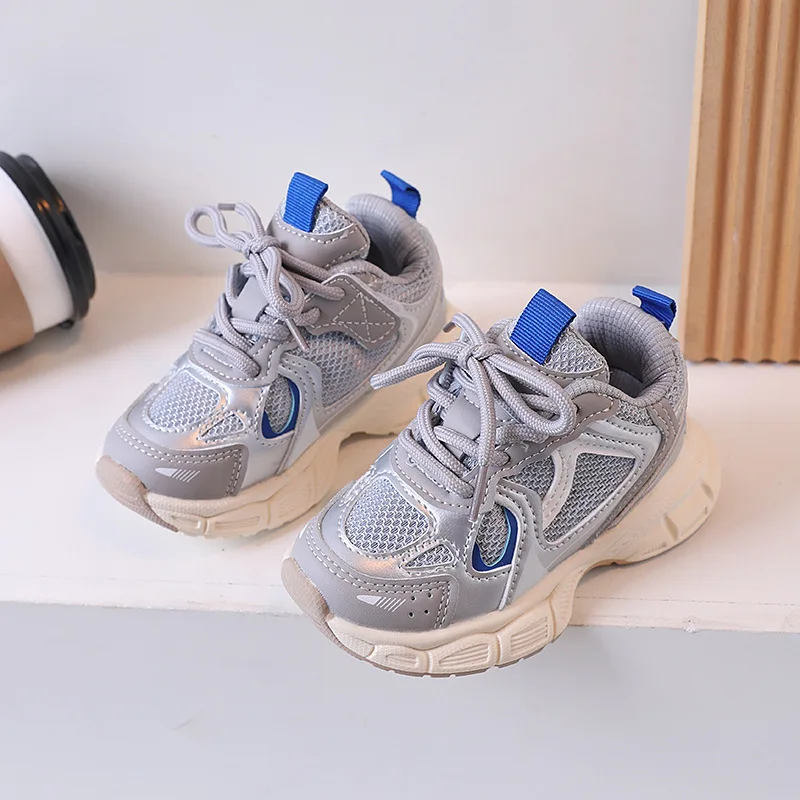 2024 New Baby Toddler Shoes for Boys Girls Breathable Mesh Kids Casual Sneakers PU Non-slip Children Sport Shoes Size 21-36