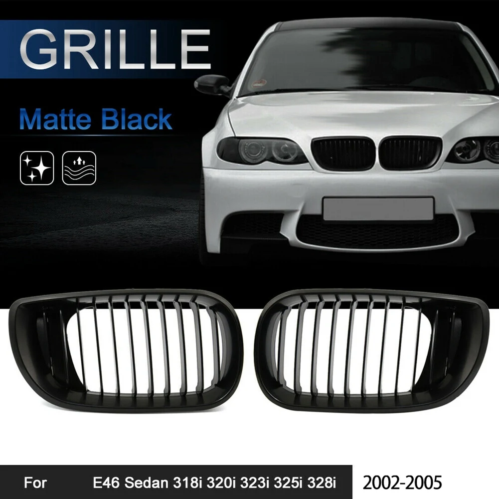 

Sp-4X Front Bumper Kidney Sport Grille Grill Replacement For BMW E46 4D 318I 320I 323I 328I 2002-2005 Matte Black