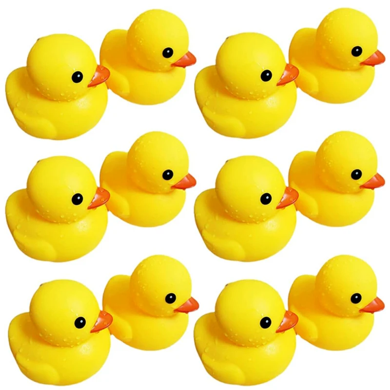 Bath Duck Toys 12 PCS Yellow Rubber Ducks Squeak & Float Ducky Baby Shower Pool Toy for Toddlers Kids Boys Girls