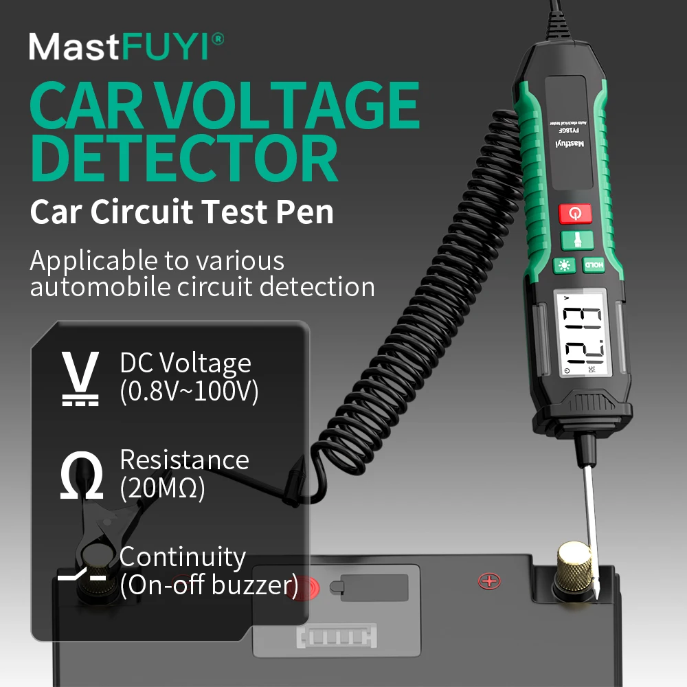 MASTFUYI 100V DC Automotive Circuit Tester Pen - Voltage/Resistance/Continuity Detector for Car Truck Motorcycle Maintenance