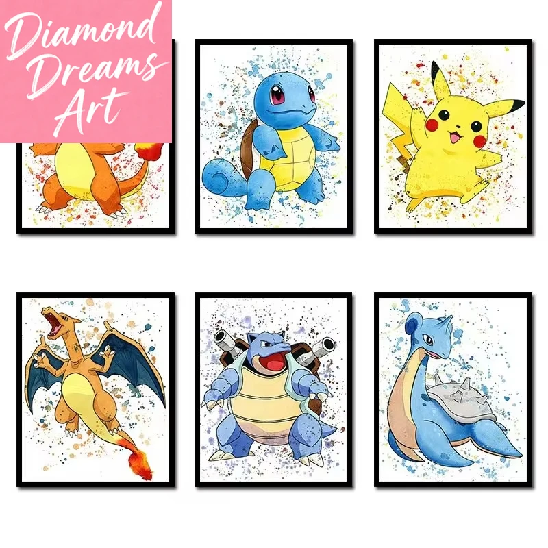 Anime Pokemon 5D DIY Diamant-Malerei-Set, Kreuzstich, Mosaik, dekorative Stickerei, Geschenk, rahmenlos