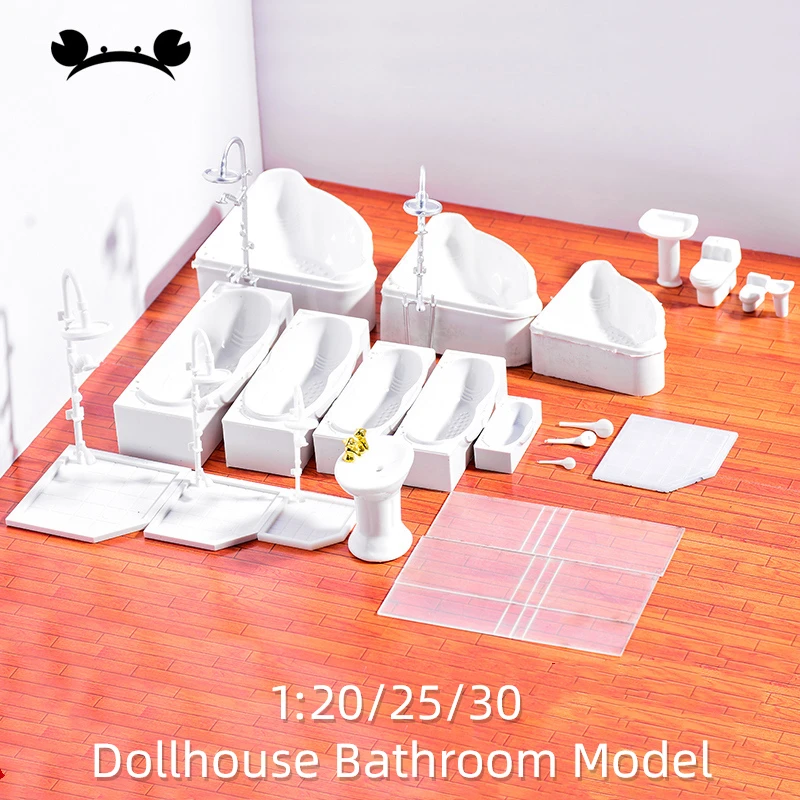 1/20 1/25 1/30 scale Miniature Bathtub Bathroom Shower Toillet Interior Scene Decoration Accessories Dollhouse Furniture Toy