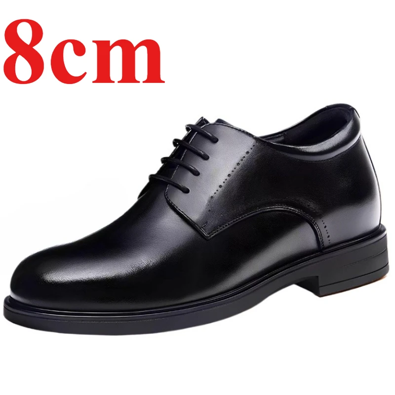 

Мужские модельные туфли, невидимая высота, увеличенная 8 см, повседневные туфли дерби, дышащие корейские свадебные деловые кожаные туфли в британском стиле, мужские туфли