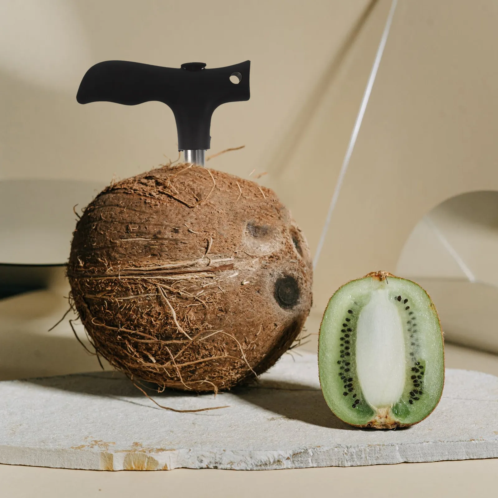 Coconut Opener Tool Stainless Steel Design for Easy Opening Young Coconuts Extract Water Quickly with Safe Ergonomic Handle