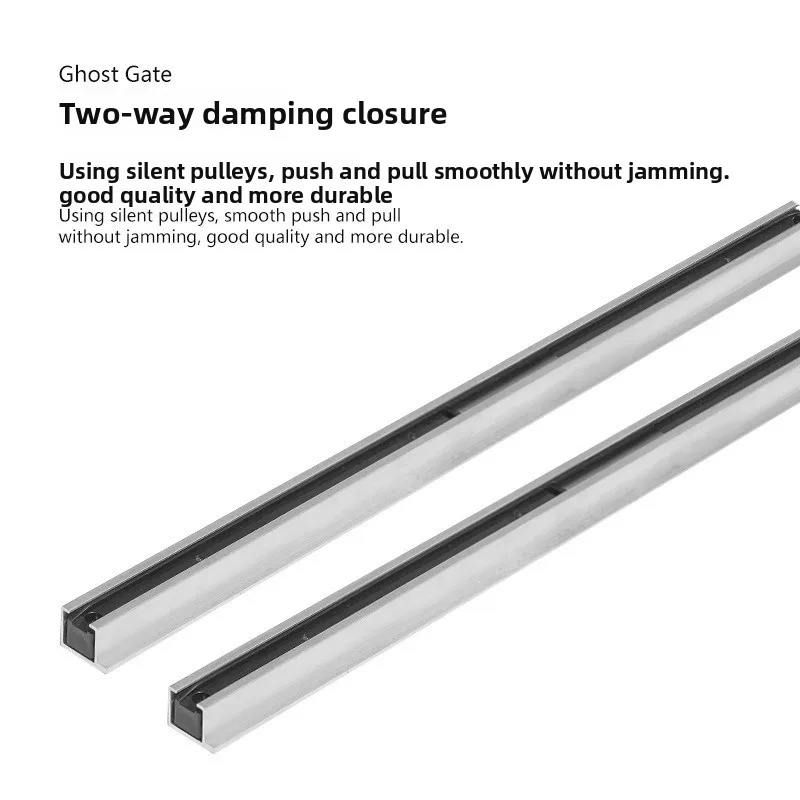 Door track Two-way buffer hanger Through top wooden door Invisible slide rail, silent load-bearing pulley