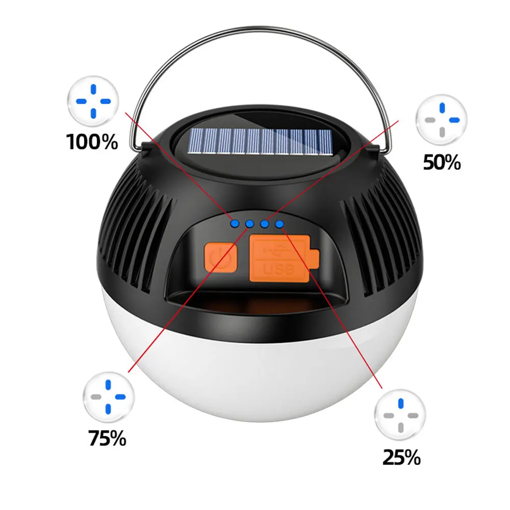 Solar Portable Lantern Bulb Rechargeable Outdoor Lighting Emergency Light Tent Camping Lights Flashlights For Patio Porch Garden