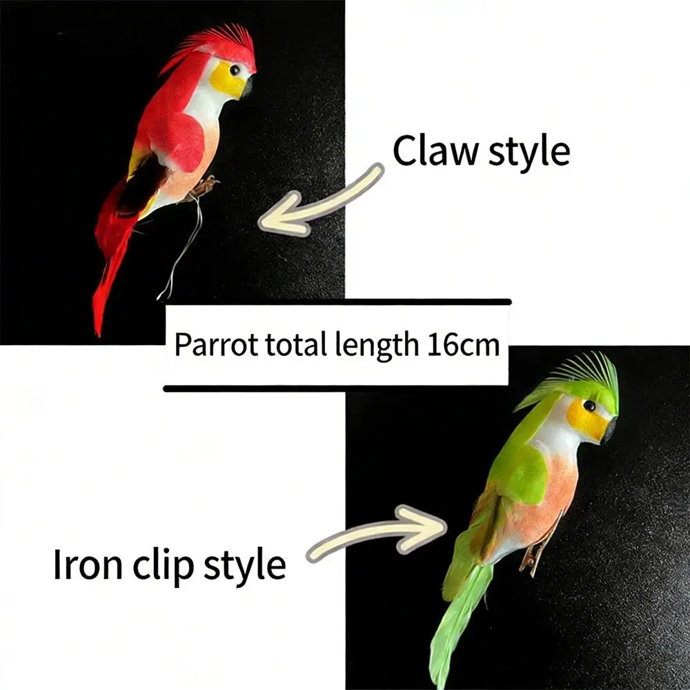 6PCS Mixed Color Parrot Artificial Birds Foam DIY Accessories Faux Parakeet Bird Handicraft with Clips Simulation Bird Model