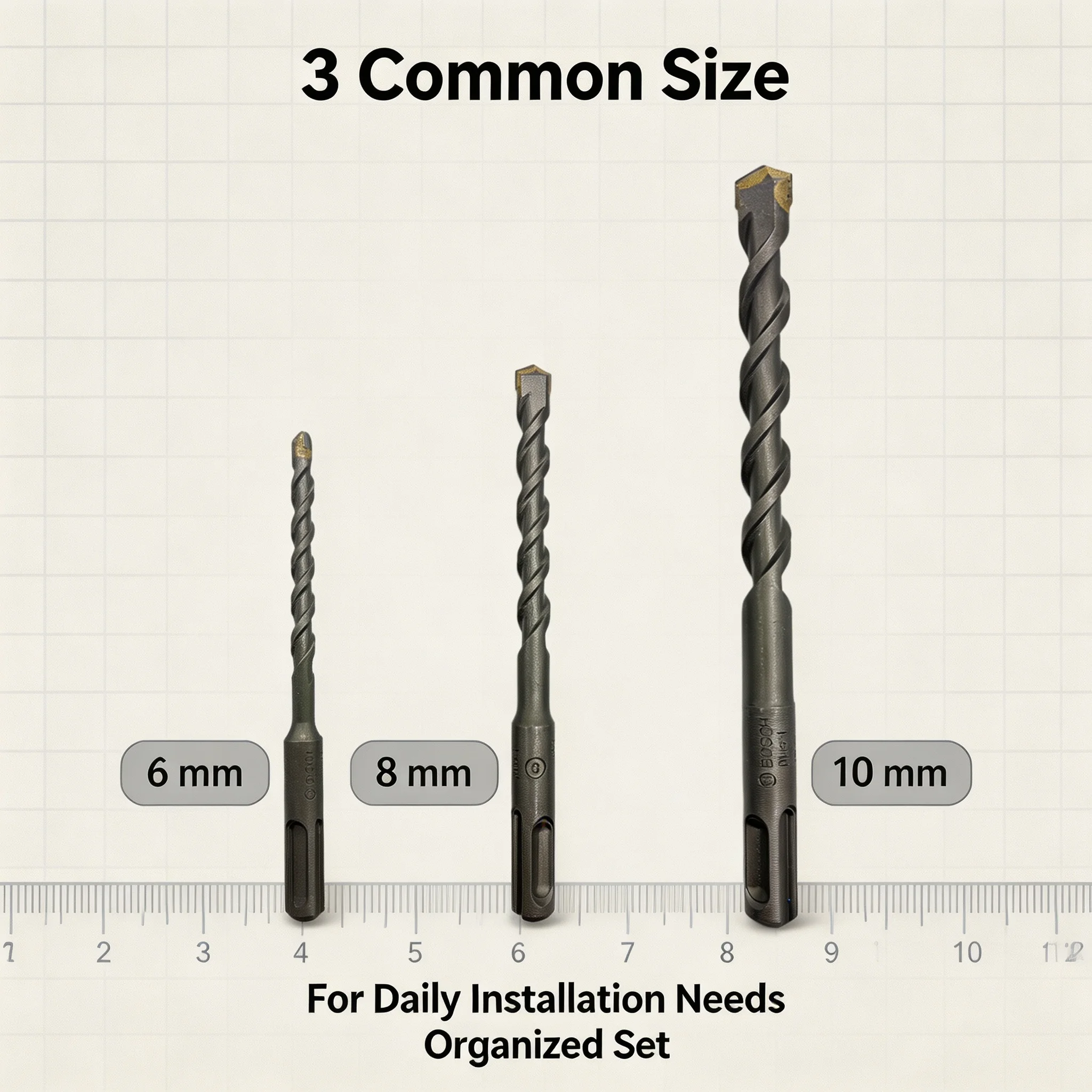 BOSCH 2608579118 SDS-Plus-1 Hammer Drill Bit Set 3PCS 6/8/10mm Masonry Concrete High Performance Drill Tool Attachment