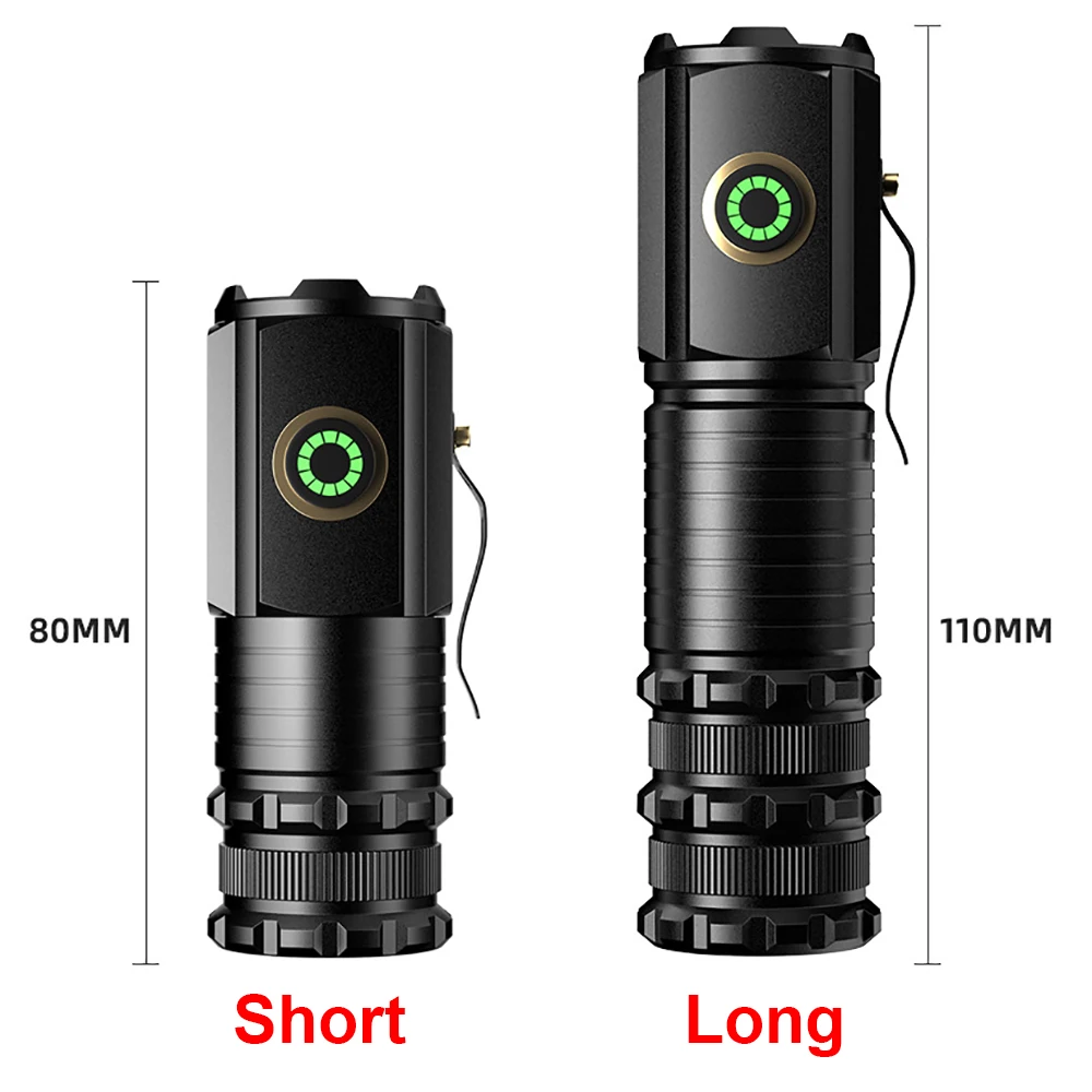 High Power Led Flashlights Type-C USB Rechargeable EDC Flashlight Portable Pocket Torch Light for Outdoor Hiking Camping Lantern