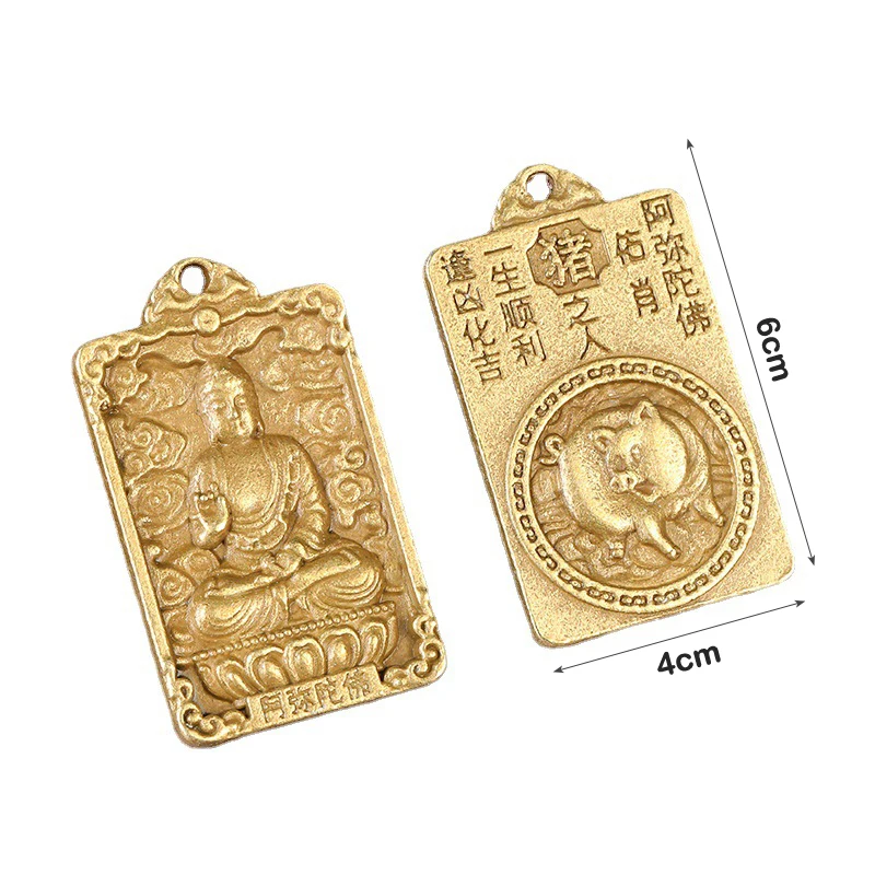 1X Chinese Zodiac Guardian God Pendant New Year Tiger Tai Sui Buming Buddha Empty Hiding Bodhisattva Puxian Pendant Lucky Amulet