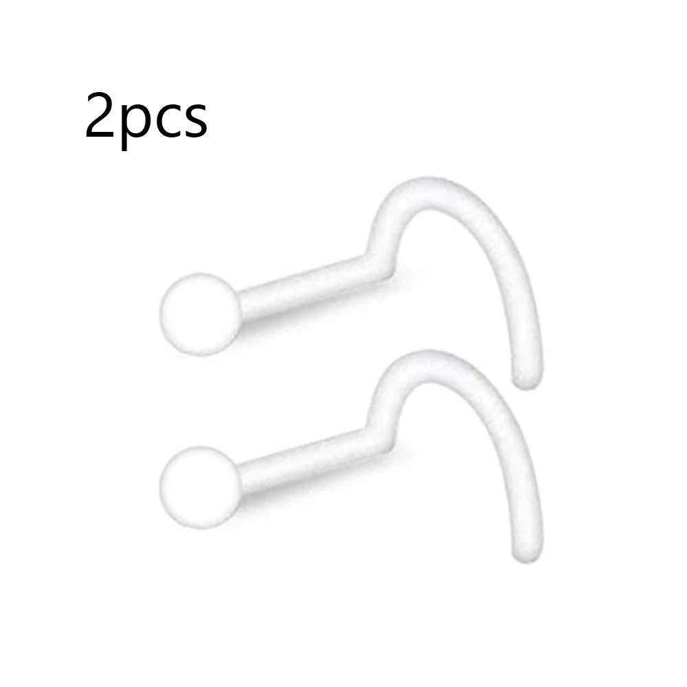 2pcs Clear Bioflex Nose Rings Belly Rings