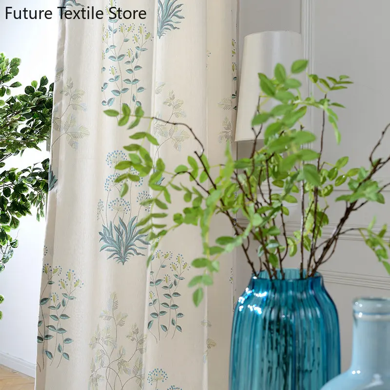 

Curtain Fabric Modern Pastoral American Polyester Cotton Printed Blackout Curtain Curtains for Living dining room bedroom