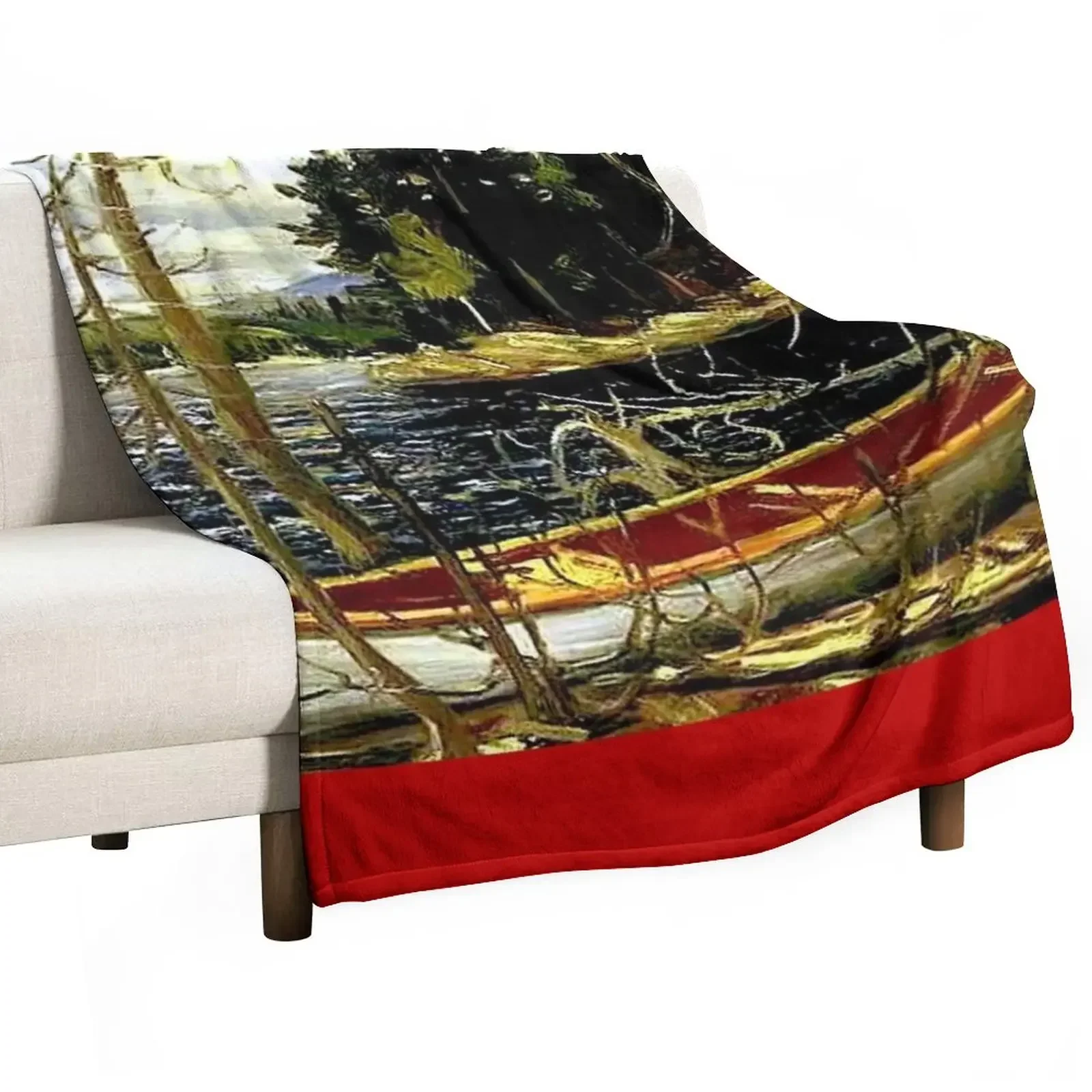 New THE CANOE : Vintage 1917 Tom Thomson Algonquin Park Art Print Throw Blanket Kid'S Plush Cute Plaid Blankets