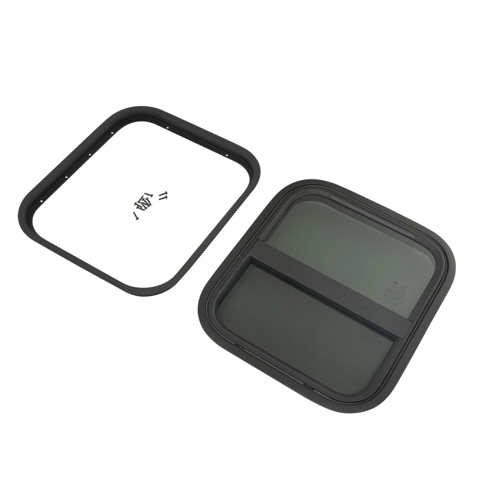 نافذة منزلقة عمودية RV مقاس 14 × 16 بوصة - زجاج أسود مقسى من سبائك الألومنيوم مع شاشة بعوض، عالمية لمقطورات RVs #4