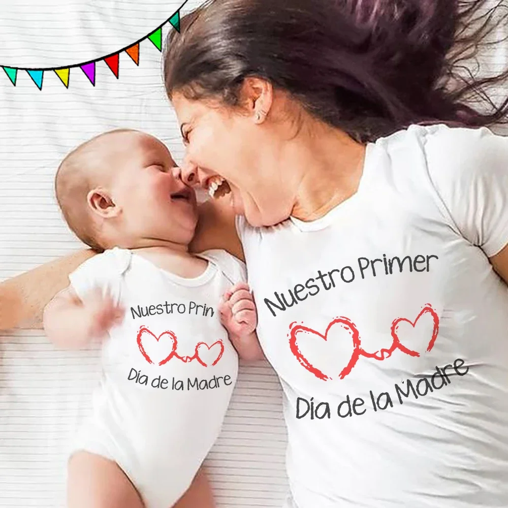 Matching Family Clothes Our First Mother's Day Together MAMA and Mini Mommy and Me Tops Baby Boy Girl Bodysuit Clothes Outfits