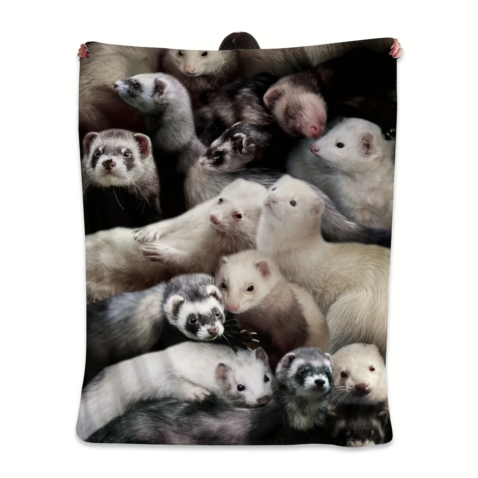 

3D Printed Throws Baby Blankets Ferrets Pattern Flannel Soft Warm Picnic Babes Carpet Bedspread Quality Soft Warm Lightweight